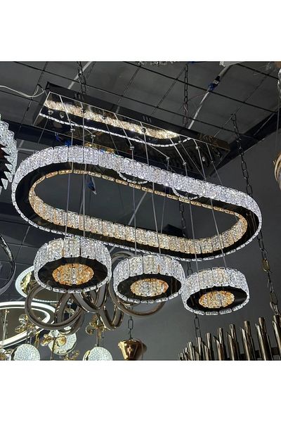 Led Crystal Led Luxury Oval Chandelier 3 Light Option