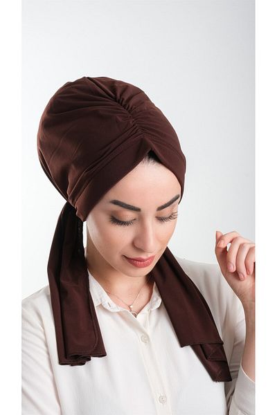 HÜRREM BONE Καφέ Πρακτικό Στιγμιαίο Hijab Bone Cut Fiber Plain 2111_14