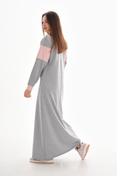 WestBound Women's Rib Detailed Color Block Casual Sports Dress Pudra