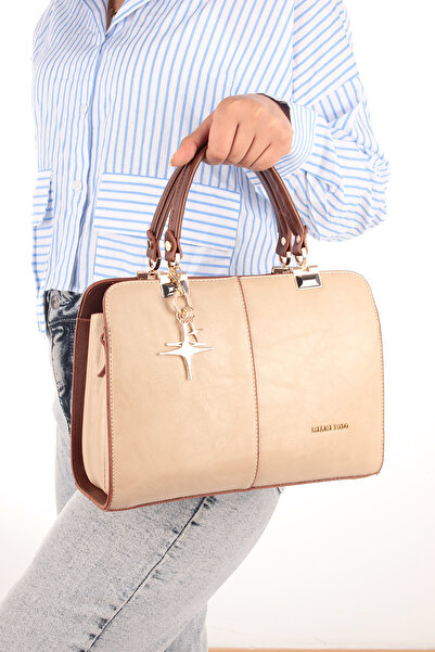 By Hakan MİAMİ POLO 1188 - Geantă de mână pentru femei, crossbody și nisip cu 3 compartimente