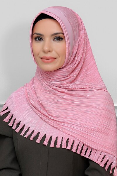 HÜRREM BONE وشاح حجاب متشابك جاهز عملي مسحوق فوكورو مطوي ومهدب مقطوع بالليزر ...