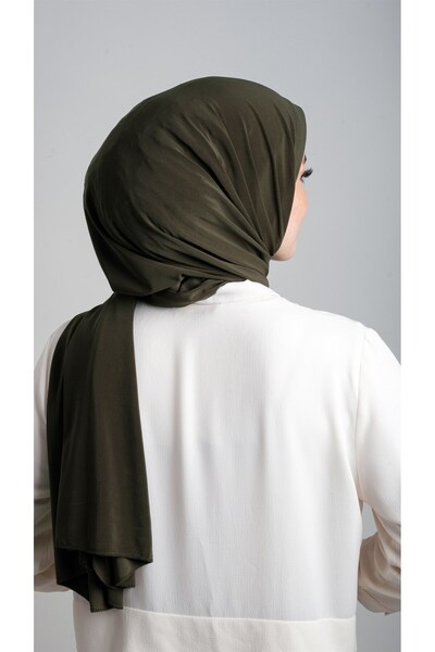 HÜRREM BONE Χακί Πρακτικό έτοιμο κασκόλ με άμμο ύφασμα απλό 1817_09