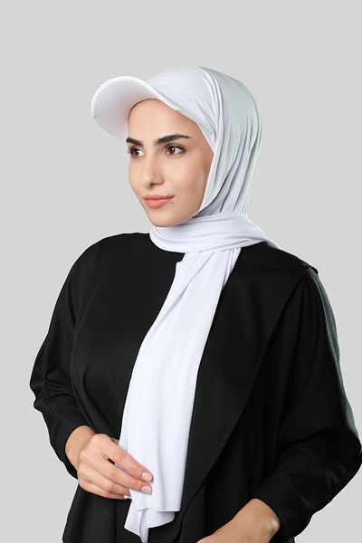 HÜRREM BONE White Practical Instant Hat Hijab Shawl Sandy Plain 3008_42