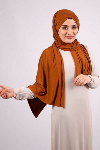 HÜRREM BONE Tan Back Tie Shawl Viscose Fabric Three Stripes 2103_33