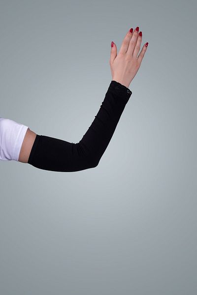 HÜRREM BONE Black Hijab Arm Sleeve Viscose Fabric Laced 1002_01