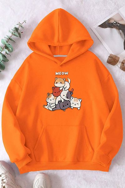 uyguntarz Meow Sweet Cats Bedrucktes Oversize-Sweatshirt