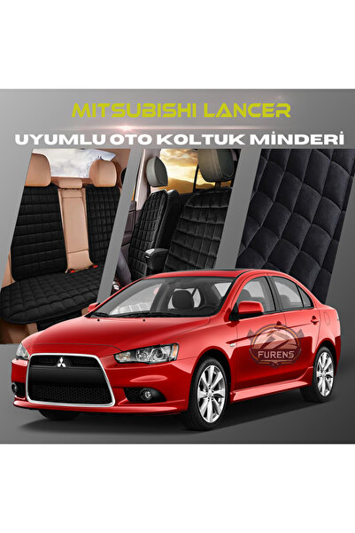 SHOOPLAA طقم وسادة مقعد السيارة من ميتسوبيشي لانسر باللون الأسود مع جيوب ريش ...