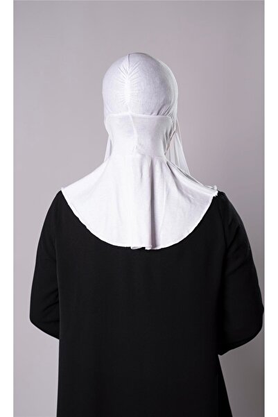 HÜRREM BONE White Practical Ready Interlocking Shawl Chiffon Fabric Hijab Bonnet 3009_42