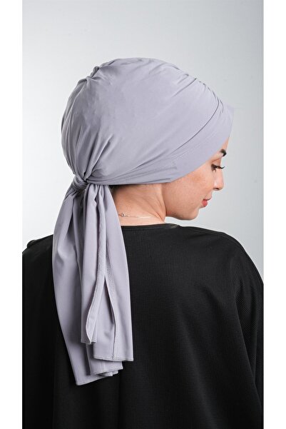 HÜRREM BONE Γκρι Πρακτικό έτοιμο κουμπωτό Hijab Bonnet Cut Fiber Plain 2111_15