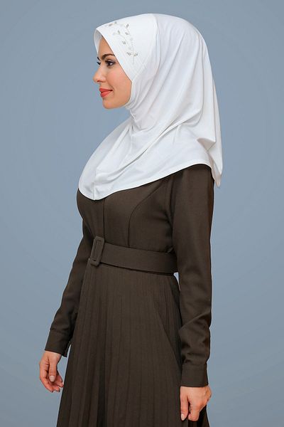 HÜRREM BONE Κρέμα Πρακτικό έτοιμο στο χέρι Μαντίλι Hijab Άμμο Ύφασμα Χειροποίητο Λουλούδι Κεντημένο Τουλίπα 1603_40