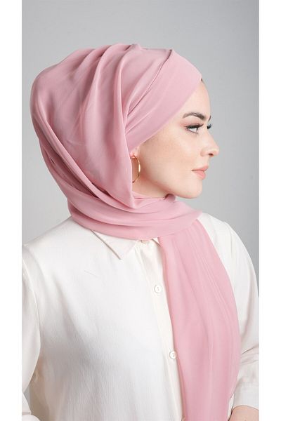 HÜRREM BONE Πούδρα Practical Ready-Made Bonnet Shawl Chiffon Self Bonnet Μονό λουράκι 1453_06