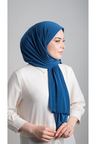 HÜRREM BONE Petrol Blue Practical Ready-made Snap Κασκόλ Άμμο Ύφασμα απλό 1817_17
