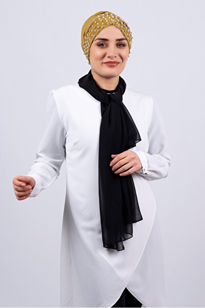 HÜRREM BONE الخردل العملي المتداخل الحجاب بونيه قماش رملي مع الحجارة 1456_43