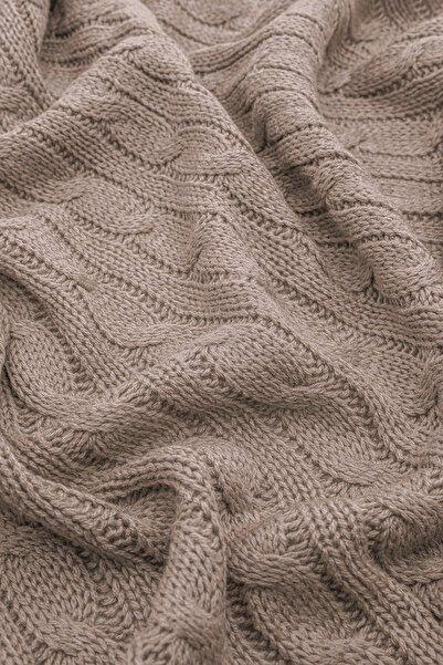 FAVORA Biocotton Knitwear Pompom Tv Blanket - Mink