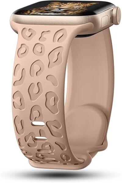 UnDePlus Apple Watch 10/11 42mm-38/40/41mm Kordon Leopar Desen Yumuşak Silikon Kordon 2/3/4/5/6/se/7/8/9