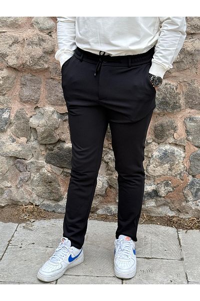 gd goldoremi Ανδρικό ύφασμα Lycra Ascoli Slim Fit - Άνετο Jogger, Ελαστική μέση, Κορδόνι με φερμουάρ