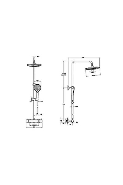 VitrA AquaHeat Bliss 240 2F Duş Sistemi , mat siyah