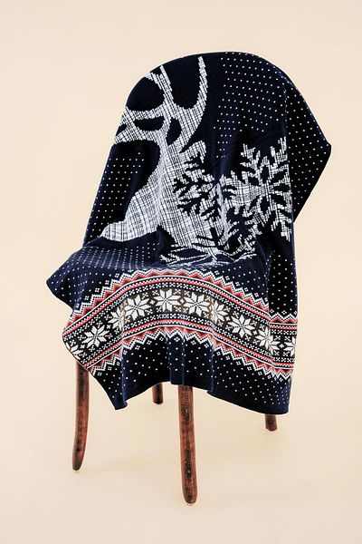 CHUBA Navy Blue Children's Knitwear Blanket - Deer Pattern, 85Cmx120Cm Chkids205