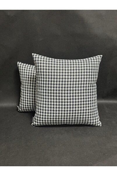 ERKPILLOW Kazayağı Desenli Yastık Kılıf 45×45cm Siyah-beyaz Keten Yastık Kılı...