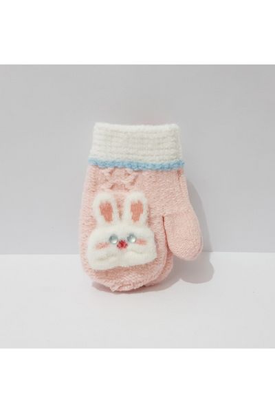 renkli çiçekler Children's Gloves 1-3 Years Old Girls' Gloves Figured Knitted Gloves