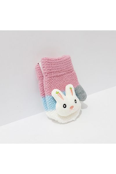 renkli çiçekler Children's Gloves 1-3 Years Old Girls' Gloves Figured Knitted Gloves