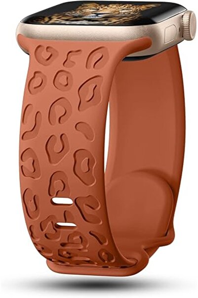 UnDePlus Apple Watch 44/45/46/49mm Kordon Leopar Desen Yumuşak Silikon Kordon 2/3/4/5/6/se/7/8/9/10/11/ultra