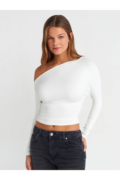 Dilvin 31487 Women's Finger Detailed Asymmetrical Collar Ball