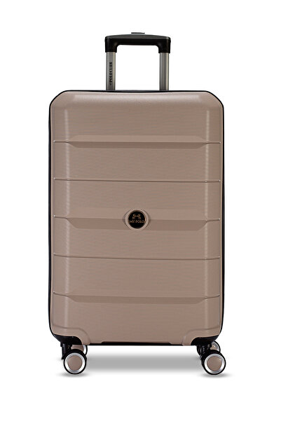 Fiyaka My-pp 2'li Büyük&Orta Polipropilen Süper esnek kırılmaz tekerlekli valiz bavul seyahat ŞAMPANYA