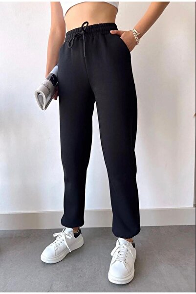 ECEYLÜL MODA Φούτερ Jogger με 3 ρίγες, ίσιο, ψηλόμεσο, ελαστικό, με τσέπες στ...