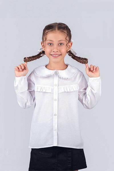 Trend Baby Kids Cămașă școală fetiță cu detaliu din dantelă 2-5 ani