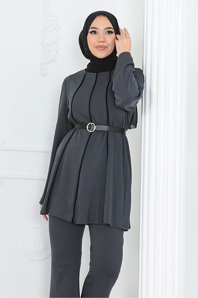 Bestenur Anthracite River Tunic and Pants Set - 1299