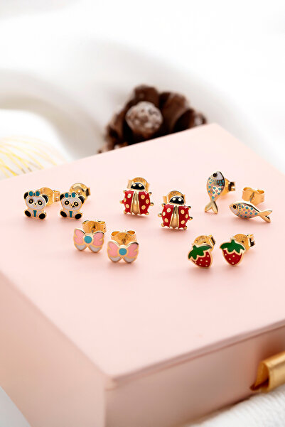 Ersöz Kuyumculuk 14 Ayar Sarı Altın Çilek Çocuk Küpe