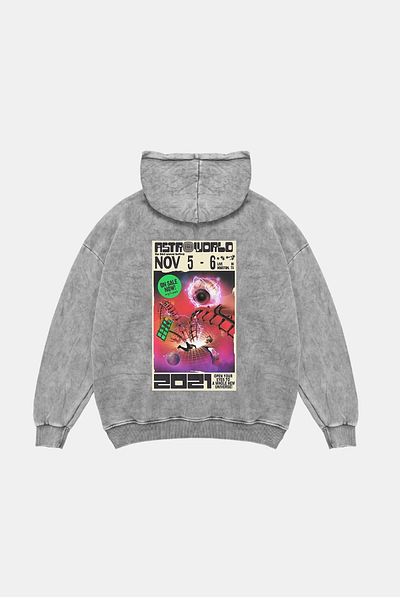 Sekizbiraltı AstroWorld Printed Oversize Unisex Washable White Hoodie
