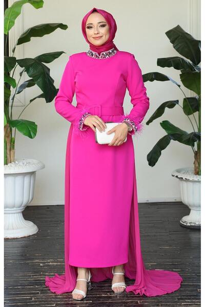 White Corner WHİTE CORNER Abiye W2765 Fuşya