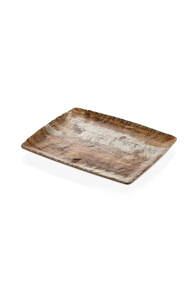 Külsan طبق تقديم مستطيل من الميلامين 33 سم خشبي