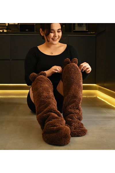 Özgüner Oyuncak Pabtex Plush Socks over the Knee Winter Sleeping Socks Foot Warmer Long Socks