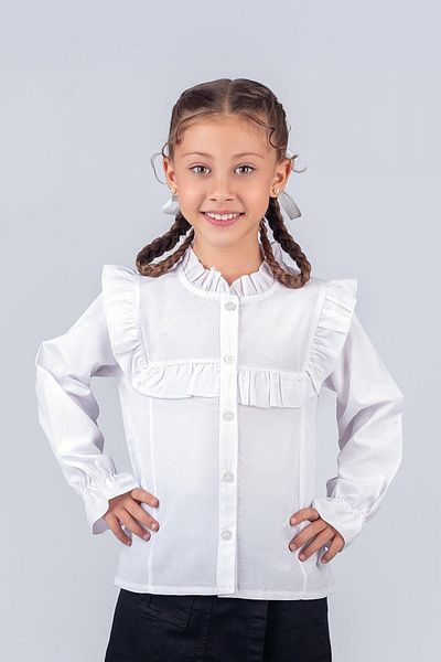 Trend Baby Kids Cămașă de școală pentru fete de 5-8 ani - guler cu volan