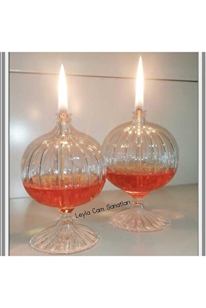 LEYLA CAM SANATLARI CAM ÜFLEME KANDİL 2 Lİ KISA AYAKLI BALON KANDİL + 200 ML ...