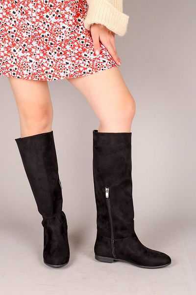 Birikon ILSE Flat Suede Μποτάκια ΜΑΥΡΑ