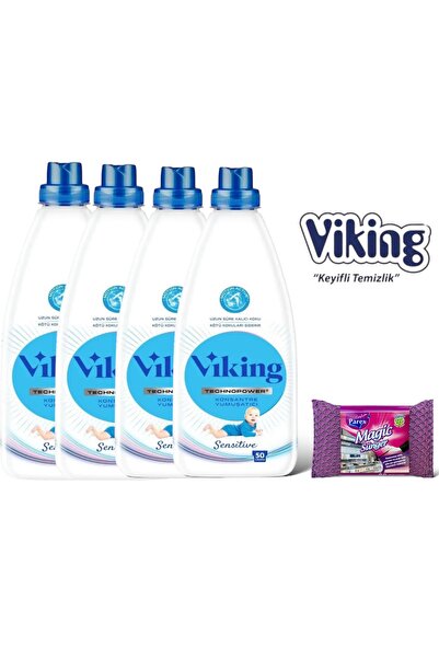 Viking Konsantre Sensitive Yumuşatıcı 1200 ml 4 Adet Uzun Süre Kalıcı Koku Ye...