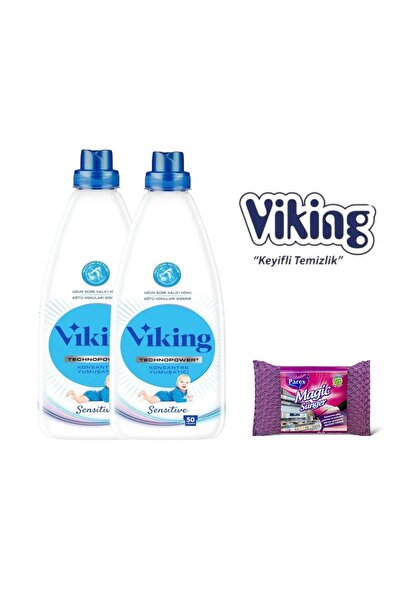 Viking Konsantre Sensitive Yumuşatıcı 1200 ml 2 Adet Uzun Süre Kalıcı Koku Ye...