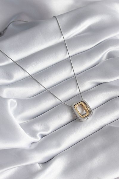 Skygo Gold Colored 316L Steel Square Model Zircon Stone Women's Necklace - TJ-BKO8250