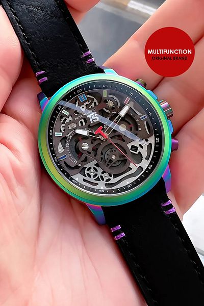 T5 Saat Black Multifunction Original Men's Wrist Watch - Waterproof, Leather Band Gift Bracelet Tse2003C1