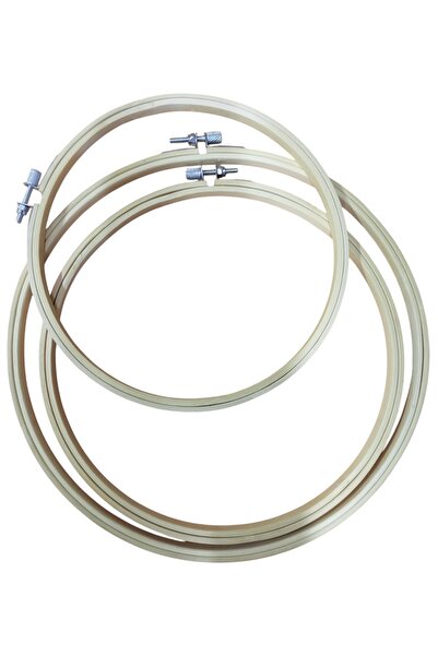 Kezban Tekstil Bambu Ahşap vidalı kasnak 3 LÜ SET 20-23-26 CM SÜSLEME KASNAK