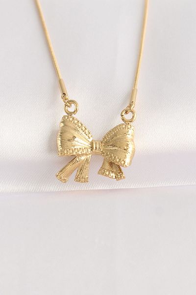 Skygo 316L Steel Chain Gold Color Bow Necklace - Tj-Bko8676