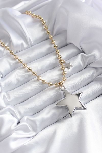 Skygo Brass Gold 3D Star Model Silver Heel Chain Vip Women's Necklace - Tj-Bko7887