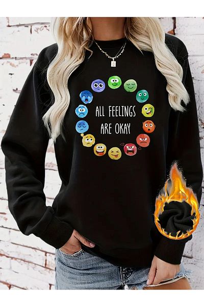 Pink Sky Black Oversize Crew Neck Printed Sweatshirt