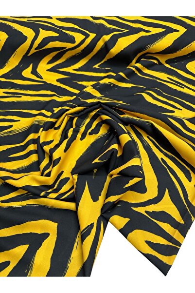 ipekkumaş قميص من قماش الكريب بنمط الحمار الوحشي الأصفر يباع بالقطعة 1 قطعة 1...