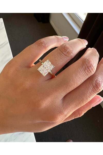 Crystal Diamond Zirconia Işıklı kutuda 6 karat princess kesim yüzük