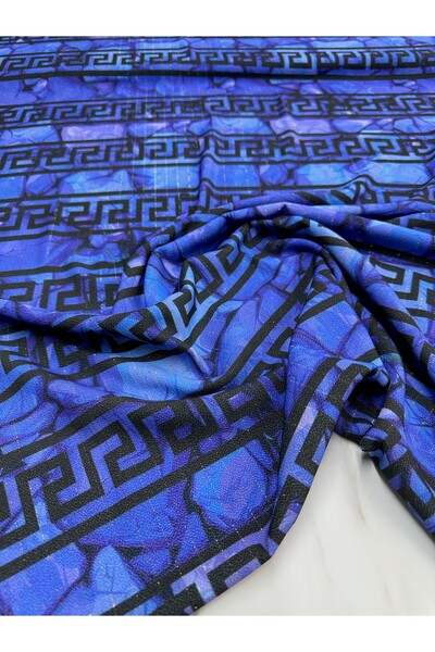 ipekkumaş قماش كريب بنمط يوناني أزرق، قميص فستان، يباع منتجنا بالقطعة 1 قطعة ...